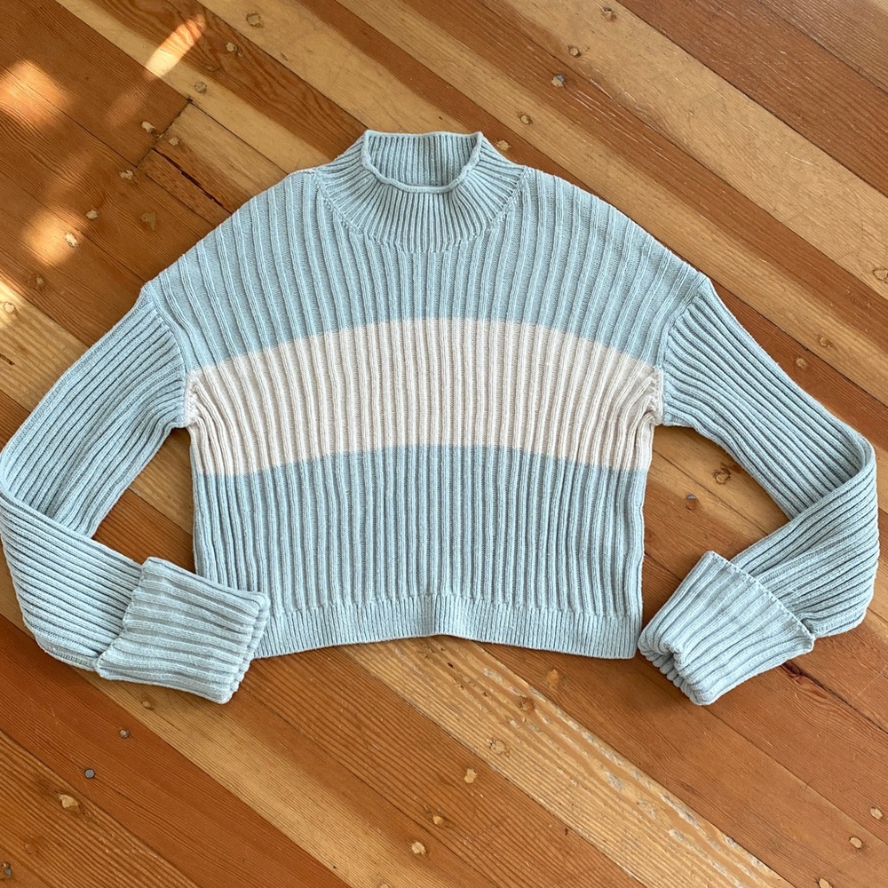 Everlane Organic Cotton Chunky Ribbed Knit‎ Cropped Cuffed Sleeve Sweater XS